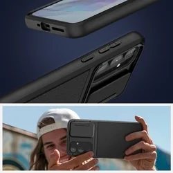 Telefontok Samsung Galaxy A55 5G - Velar Cam+ - fekete hátlap tok, csúsztatható kameravédővel-2