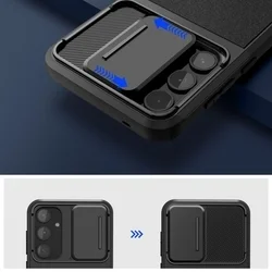 Telefontok Samsung Galaxy A55 5G - Velar Cam+ - fekete hátlap tok, csúsztatható kameravédővel-3