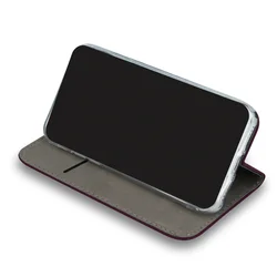 Telefontok Motorola Moto E13 - Smart Magnetic burgundy szilikon keretes mágneses könyvtok-3