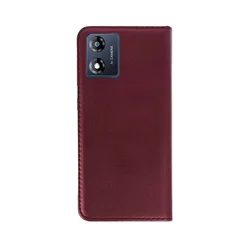 Telefontok Motorola Moto E13 - Smart Magnetic burgundy szilikon keretes mágneses könyvtok-1