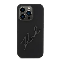 Telefontok iPhone 15 Pro - Karl Lagerfeld - KARL SCRIPT LOGO - hátlap tok, fekete-2