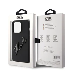 Telefontok iPhone 15 Pro - Karl Lagerfeld - KARL SCRIPT LOGO - hátlap tok, fekete-7