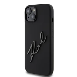 Telefontok iPhone 15 - Karl Lagerfeld - KARL SCRIPT LOGO - hátlap tok, fekete-1