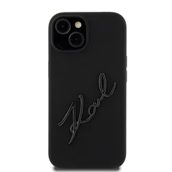 Telefontok iPhone 15 - Karl Lagerfeld - KARL SCRIPT LOGO - hátlap tok, fekete-2