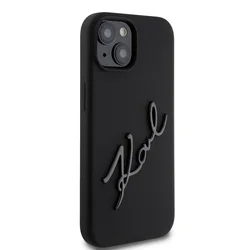 Telefontok iPhone 15 - Karl Lagerfeld - KARL SCRIPT LOGO - hátlap tok, fekete-3