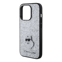 Telefontok iPhone 15 Pro - Karl Lagerfeld - FIXED GLITTER C LOGO METAL PIN - hátlap tok, ezüst-4