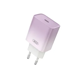 Telefon töltő: XO CE18 - Type-C (USB-C) fehér/lila hálózati töltőfej, 30W-1