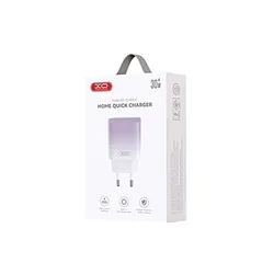 Telefon töltő: XO CE18 - Type-C (USB-C) fehér/lila hálózati töltőfej, 30W-2