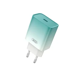 Telefon töltő: XO CE18 - Type-C (USB-C) fehér/kék hálózati töltőfej, 30W-1