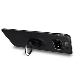Telefontok Samsung Galaxy S10e - Fekete szilikon hátlap kitámasztó gyűrűvel-1