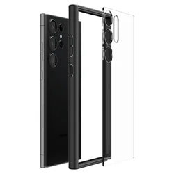 Telefontok Samsung Galaxy S23 Ultra - Spigen Matt Fekete / Átlátszó tok-4