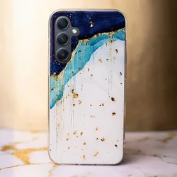 Samsung Galaxy A15 4G / 5G telefontok - Gold Glam Iceberg - mintás műanyag hátlap tok, szilikon kerettel-3