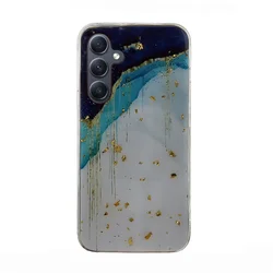 Samsung Galaxy A55 5G telefontok - Gold Glam Iceberg - mintás műanyag hátlap tok, szilikon kerettel-1