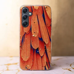 Samsung Galaxy A15 4G / 5G telefontok - Gold Glam Orange - mintás műanyag hátlap tok, szilikon kerettel-3