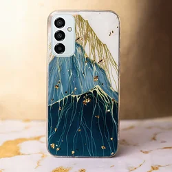 Samsung Galaxy A25 5G telefontok - Gold Glam Mountain - mintás műanyag hátlap tok, szilikon kerettel-3