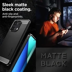 Telefontok Xiaomi Redmi Note 13 4G / LTE - SPIGEN Rugged Armor - matt fekete hátlap tok-12