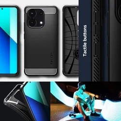 Telefontok Xiaomi Redmi Note 13 4G / LTE - SPIGEN Rugged Armor - matt fekete hátlap tok-14