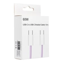 Univerzális kábel - Type-C (USB-C) / Type-C (USB-C) lila szövet kábel 1,5m, 60W-1