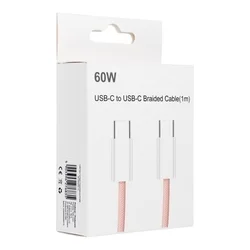 Univerzális kábel - Type-C (USB-C) / Type-C (USB-C) pink szövet kábel 1,5m, 60W-1