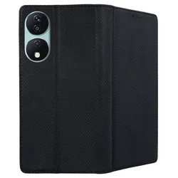 Honor X7b telefontok - fekete mágneses szilikon keretes könyvtok ﻿-1