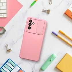 Samsung Galaxy A35 5G telefontok - Slider csúsztatható kameravédős pink szilikon hátlap tok-5