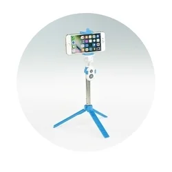 Univerzális selfie bot - kék, bluetooth távirányítós, tripoddá alakítható selfie bot-1
