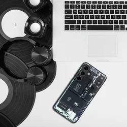 Samsung Galaxy A35 5G telefontok - Tech design1 - mintás műanyag hátlap tok, szilikon kerettel-4