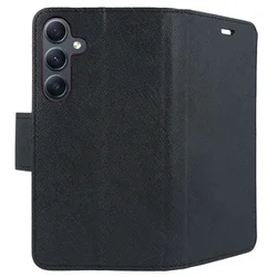 Samsung Galaxy A15 4G / 5G fekete - Fancy fekete mágneses szilikon keretes könyvtok-1