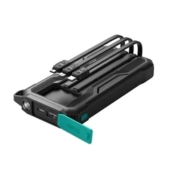 Joyroom L016 powerbank - fekete power bank 10000mAh, beépített MicroUSB/Type-C/Lightning/USB kábelekkel-1