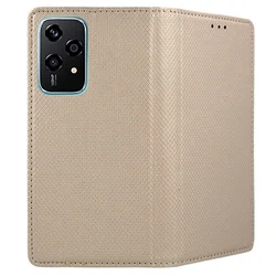 Honor 200 Lite 5G telefontok - arany mágneses szilikon keretes könyvtok-2