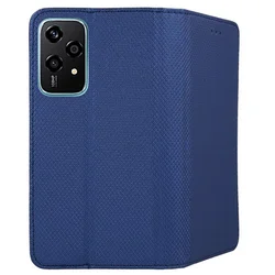 Honor 200 Lite 5G telefontok - kék mágneses szilikon keretes könyvtok-2