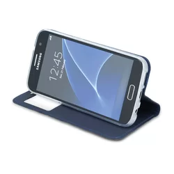Telefontok Huawei P30 - ablakos kék mágneses szilikon keretes könyvtok-2
