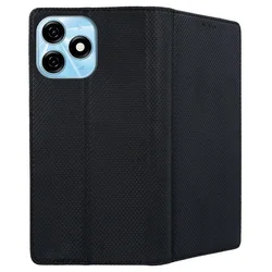 TECNO Spark 20 telefontok - fekete mágneses szilikon keretes könyvtok-1