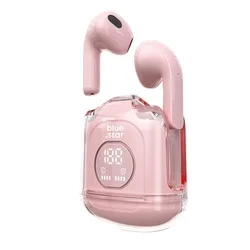 Bluestar TWS Mini Fi22 headset - átlátszó / pink bluetooth headset, töltő tokkal-1