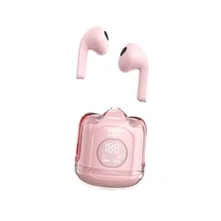 Bluestar TWS Mini Fi22 headset - átlátszó / pink bluetooth headset, töltő tokkal-3