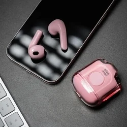 Bluestar TWS Mini Fi22 headset - átlátszó / pink bluetooth headset, töltő tokkal-6