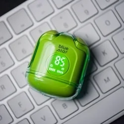 Bluestar TWS Mini Fi22 headset - átlátszó / zöld bluetooth headset, töltő tokkal ﻿-5