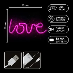 Pink LOVE Neon LED felirat 35 x 2 x 13 cm-3