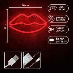 Red Lips Neon LED felirat 36 x 2 x 15 cm-4
