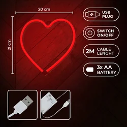 Red Hearth Neon LED felirat 20 x 2 x 21 cm-5