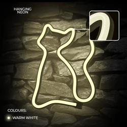 Fehér Cat Neon LED felirat 17 x 2 x 23,5 cm-2