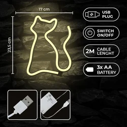 Fehér Cat Neon LED felirat 17 x 2 x 23,5 cm-4