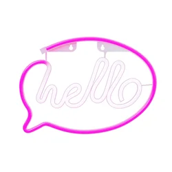 Pink / fehér Hello Neon LED felirat 29 x 2 x 29 cm-1