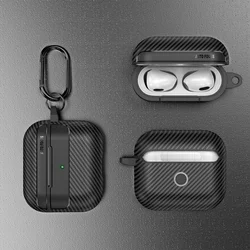 AirPods 3 tartó - Carbon mintás fekete, karabinerrel-3