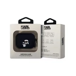 Airpods PRO 1 tartó: Karl Lagerfeld & Choupette 3D - fekete szilikon tok ﻿-2