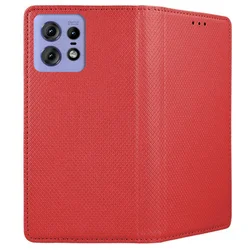 Motorola Edge 50 Pro 5G telefontok - piros mágneses szilikon keretes könyvtok-1