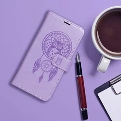 Xiaomi Redmi Note 13 5G telefontok - MEZZO bagoly mintás lila mágneses szilikon keretes könyvtok-6