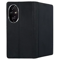 Honor 200 Pro 5G telefontok - fekete mágneses szilikon keretes könyvtok-1