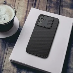 Samsung Galaxy A15 4G / 5G telefontok - Nillkin csúsztatható kameravédős fekete hátlap tok-4