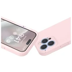 iPhone 14 Pro Max telefontok - PASTEL - púder pink szilikon hátlap tok-2